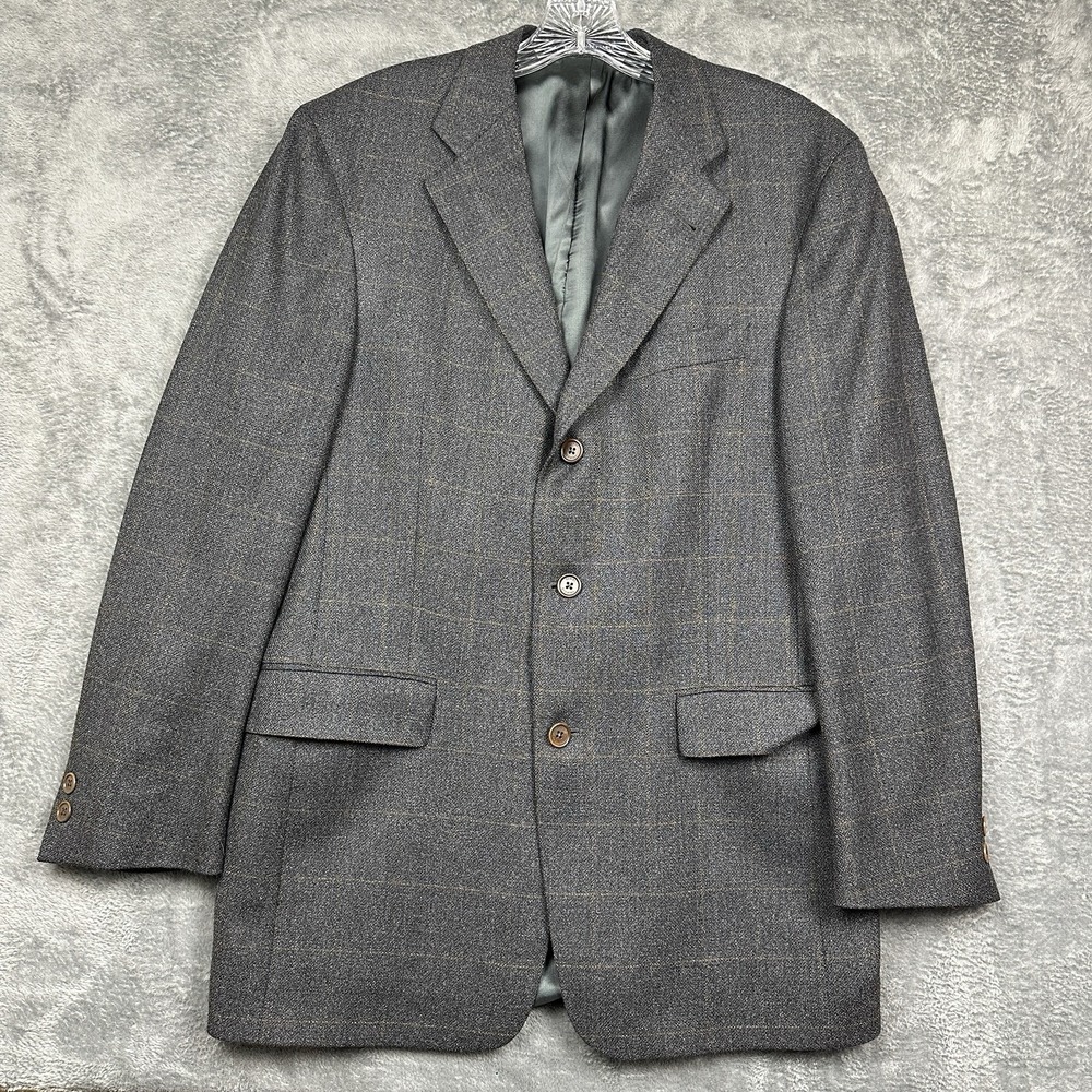Daniel Cremieux Coll Blazer Sport Coat Jacket Men's Size 39R Woolmark Gray Plaid